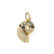 Metal TQ lat&oacute;n colgante concha con strass Dorado-transparente-azul