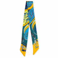 Bandana Pañuelo con flor Verde teal-naranja-azul