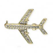 Broches avi&oacute;n con strass Dorado-cristal