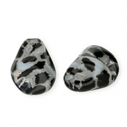 Abalorios acrílico gota con estampado leopardo Transparente-negro