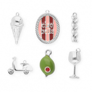BY31® Colgantes de latón Eco-brass pack ahorro (6 pieza) Plateado-verde oliva-rosa claro-rojo
