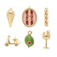BY31® Colgantes de latón Eco-brass pack ahorro (6 pieza) Dorado-verde oliva-rosa claro-rojo