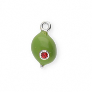 BY31® Colgantes de latón Eco-brass con esmalte aceituna Plateado-verde oliva-rojo