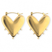 BY31&reg; Fornituras Acero Inox pendientes coraz&oacute;n con 5 anillas Dorado