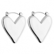 BY31&reg; Pendientes Acero Inox criollas coraz&oacute;n Plateado