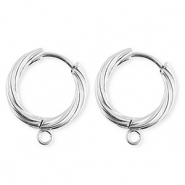 BY31&reg; Fornituras Acero Inox pendientes espiral&nbsp;con anilla Plateado