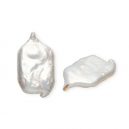 Perlas de agua dulce imperfectas rect&aacute;ngulo Blanco natural