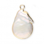 Perlas de agua dulce imperfectas colgante asim&eacute;trico gota Dorado-blanco natural