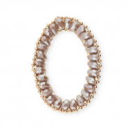 Colgantes faceteados óvalo Marrón taupe-revestimiento pearl shine-dorado