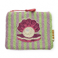 BY31&reg; Neceser concha con perla Verde pastel-lila-berenjena-blancuzco-blanco