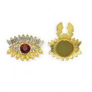 Cubrebotones ojo con strass y imitación de perlas Dorado-rojo-cristal-blanco