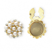 Cubrebotones con strass y imitación de perlas Dorado-blanco
