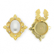 Cubrebotones óvalo con imitación de perla y strass Dorado-blanco-cristal