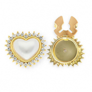 Cubrebotones corazón con imitación de perla y strass Dorado-blanco-cristal
