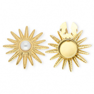 Cubrebotones Acero Inox sol con imitación de perla Dorado-blanco