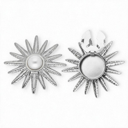 Cubrebotones Acero Inox sol con imitación de perla Plateado-blanco