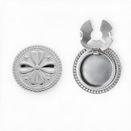 Cubrebotones Acero Inox redondos con trébol Plateado