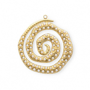 Colgantes Acero Inox espiral con imitación de perlas Dorado-blanco