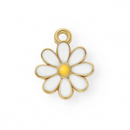 Colgantes Acero Inox con esmalte margarita Dorado-blanco-naranja