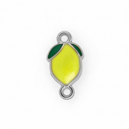Fornituras Acero Inox entrepieza con esmalte limón Plateado-amarillo-verde