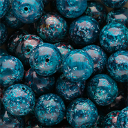 Abalorios de vidrio 14 mm Teal multicolor
