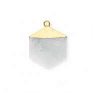 Colgante de piedra natural piedra de luna hex&aacute;gono Blanco-dorado