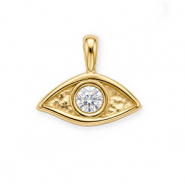 Colgantes Acero Inox con strass ojo Dorado-cristal