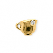 Colgantes Acero Inox con strass taza Dorado-cristal