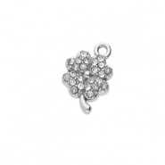 Colgantes Acero Inox con strass tr&eacute;bol Plateado-cristal