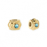 Abalorios Acero Inox separador con strass 6mm Dorado-azul