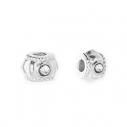 Abalorios Acero Inox separador con strass 6mm Plateado-cristal