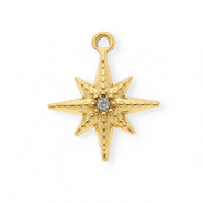 Colgantes Acero Inox con strass estrella Dorado-cristal
