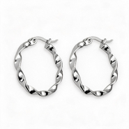 Pendientes Acero Inox Criolla 25mm twist Plateado