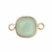 Colgantes de piedra natural entrepiezas 12x12mm Verde jade grisáceo-dorado