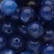 Abalorios acrílico 14 mm redondos Azul oscuro-multicolor-blanco mármol