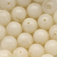 Abalorios acrílico 14 mm redondos Blancuzco-blanco mármol