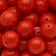Abalorios acrílico 14 mm redondos Rojo-blanco mármol