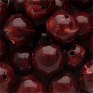 Abalorios acrílico 18 mm redondos Rojo borgoña-blanco mármol