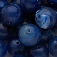 Abalorios acrílico 18 mm redondos Azul oscuro-multicolor-blanco mármol