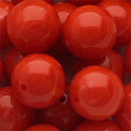 Abalorios acrílico 18 mm redondos Rojo-blanco mármol