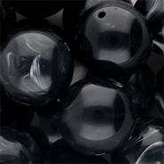 Abalorios acr&iacute;lico 24 mm redondos Negro-blanco m&aacute;rmol