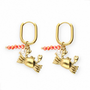 Pendientes Acero Inox cangrejo Dorado-rojo-blanco