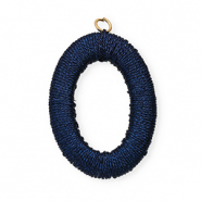 Colgantes acr&iacute;licos con hilo macram&eacute; &oacute;valo Azul oscuro met&aacute;lico-dorado