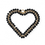 Colgantes faceteados coraz&oacute;n Dorado-negro