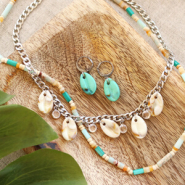 Set de inspiraciones Collares y pendientes de verano con colgantes de resina concha kauri