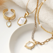 Set de inspiraciones Joyería fina con colgantes en acero inoxidable y concha