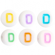 Abalorios alfabeto acrílico letra D multicolor-blanco