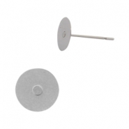 Pendientes base de acero inox para cabuch&oacute;n 7mm y base plana SS34 Plateado