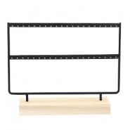 Expositor de joyer&iacute;a para pendientes con 2 hileras met&aacute;licas y base negro