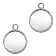 Colgante/engaste met&aacute;lico para cabuch&oacute;n 12mm plata vieja (sin n&iacute;quel)